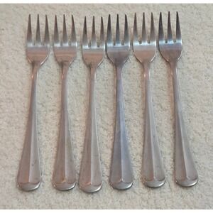 Set of 6 Leonard Silver OLD ROCKPORT Seafood Cocktail Appetizer Forks 5.25in